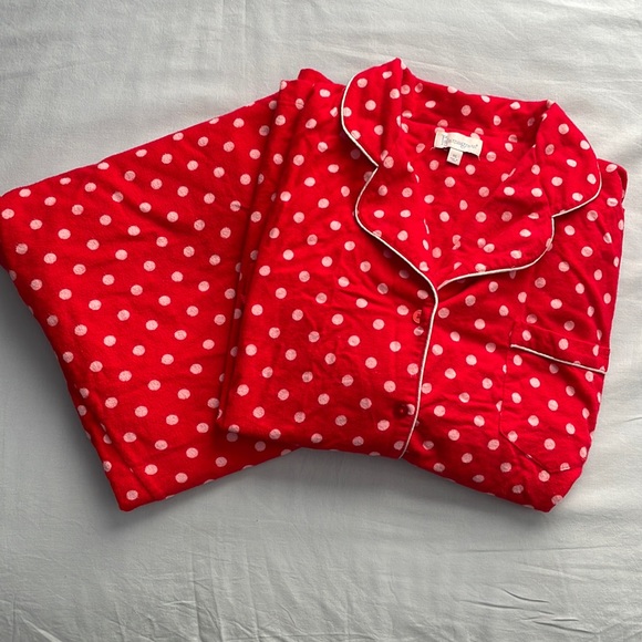 Pajamagram red with white polka dot flannel boyfriend pajamas - Picture 1 of 6
